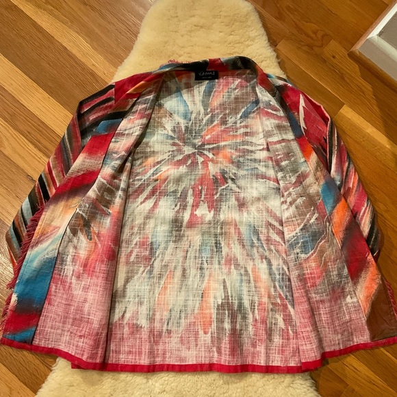 Dilemma organic cotton colorful open front fringe jacket - Picture 6 of 14